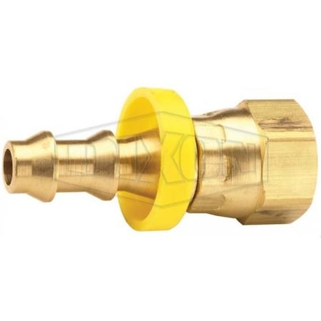 Dixon Hose Barb Fitting W/ Yellow Plastic Cap, 45Deg Female SAE/37Deg Female JIC Swvl x Push-On Hose Barb 2871214C